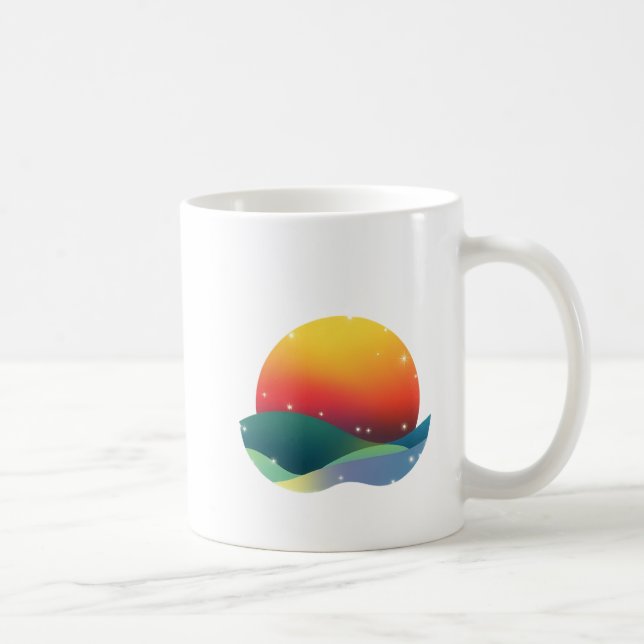Minimalistischer Sonnenuntergang über dem Abstrakt Kaffeetasse (Rechts)