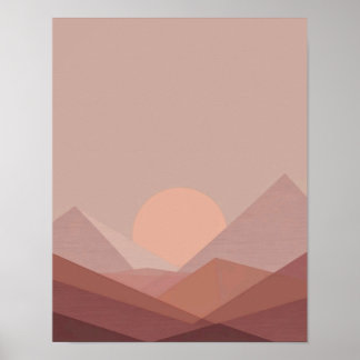 Minimalistischer Sonnenuntergang über geometrische Poster