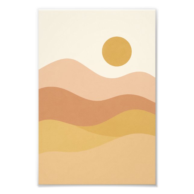 Minimalistischer Sonnenuntergangs-Abstrakt-Landsch Fotodruck (Vorne)
