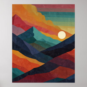 Minimalistischer Sonnenuntergangsglück-PlaKat Poster