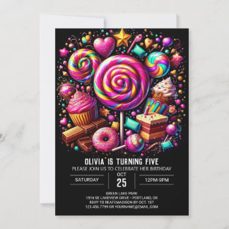 Minimalistischer Spaß Candyland Digital Geburtstag Einladung