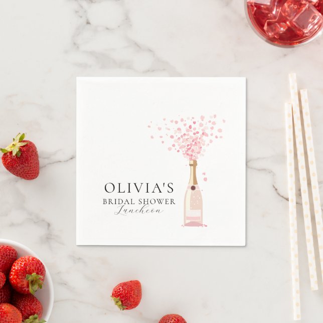 Minimalistischer sprudelnder Brunch Rosa Brautpart Serviette (Beispiel)