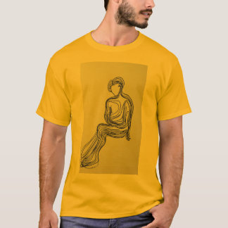Minimalistischer Squiggle-Sitting-T - Shirt