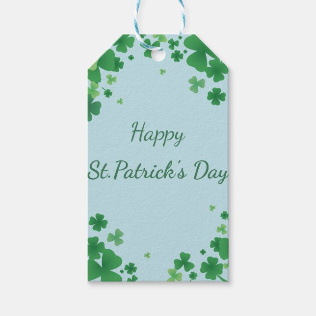 Minimalistischer St. Patrick’s Day Kleeblattrahmen Geschenkanhänger (Vorderseite)