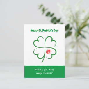 Minimalistischer St. Patricks Day, 4 Leaf Clover, Feiertagspostkarte