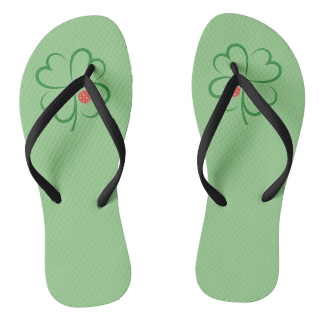 Minimalistischer St. Patricks Day, 4 Leaf Clover,  Flip Flops (Fußbett)