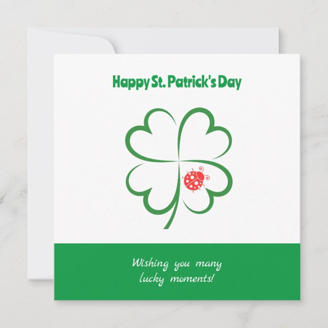 Minimalistischer St. Patricks Day, 4 Leaf Clover,  Karte (Vorderseite)