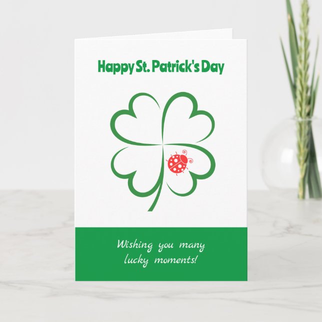 Minimalistischer St. Patricks Day, 4 Leaf Clover,  Karte (Vorderseite)