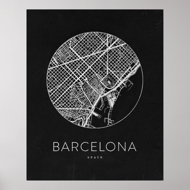 Minimalistischer Stadtplan von Barcelona Poster (Vorne)