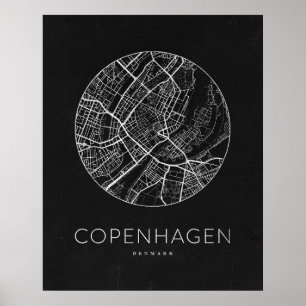 Minimalistischer Stadtplan von Kopenhagen Poster