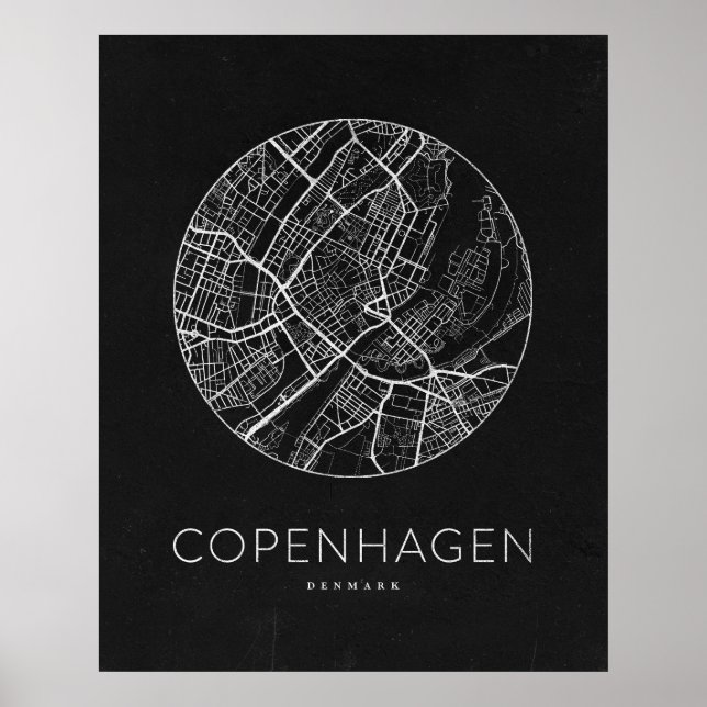 Minimalistischer Stadtplan von Kopenhagen Poster (Vorne)