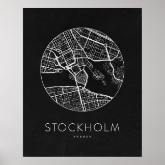 Minimalistischer Stadtplan von Stockholm Poster