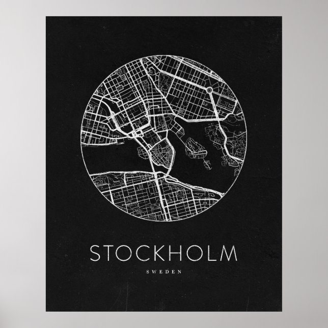 Minimalistischer Stadtplan von Stockholm Poster (Vorne)