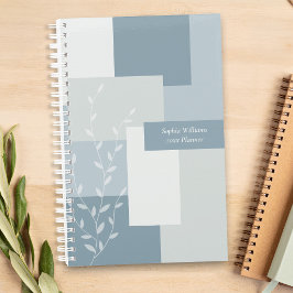 Minimalistischer Staubblauer Abstrakter Botanische Planer