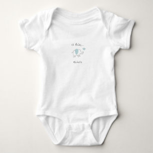 Minimalistischer Staubblauer Oh Baby Elefant  Strampler