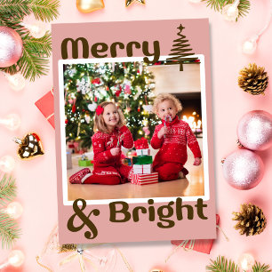 Minimalistischer staubiger rosa brauner Weihnachts Feiertagskarte