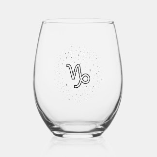 Minimalistischer Steinbock-Zodiac-Stemless-Weingla Weinglas Ohne Stiel