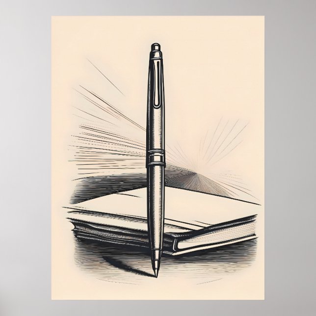 Minimalistischer Stift - Elegante Linie Zeichnend Poster (Vorne)