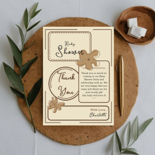 Minimalistischer Stil Baby Shower mit Blumen Dankeskarte