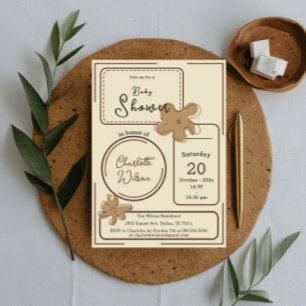 Minimalistischer Stil Blumen Notizen Baby Shower Einladung