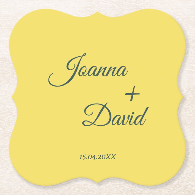 Minimalistischer Stil | Calligrafy Schriftart Wedd Untersetzer (Vorderseite)