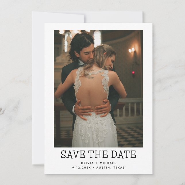 Minimalistischer Stil | Ein Foto Save the Date (Vorderseite)