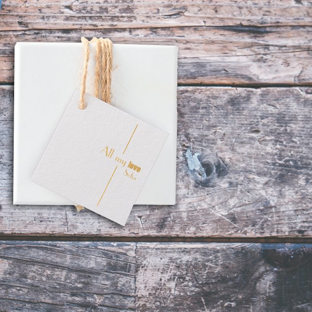 Minimalistischer, stilvoller Brief Square Foil Gef Geschenkanhänger (Von Creator hochgeladen)