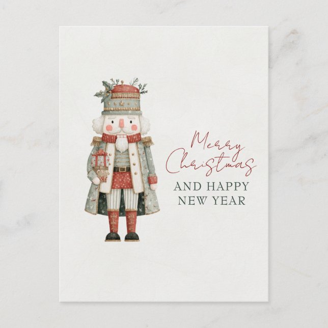 Minimalistischer süßer Nussknacker Weihnachten Postkarte (Vorderseite)