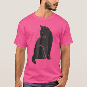 Minimalistischer süßer schwarzer Katzenbesitzer Fe T-Shirt