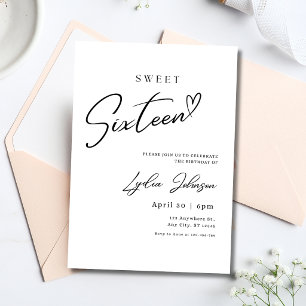 Minimalistischer Sweet Sixteen Geburtstag 16. Teen Einladung