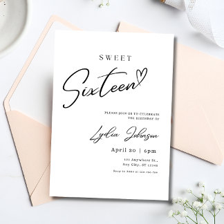 Minimalistischer Sweet Sixteen Geburtstag 16. Teen Einladung