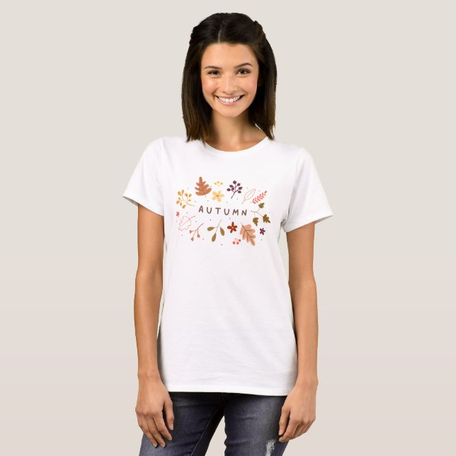Minimalistischer T - Shirt der Herbstflora (Vorne ganz)