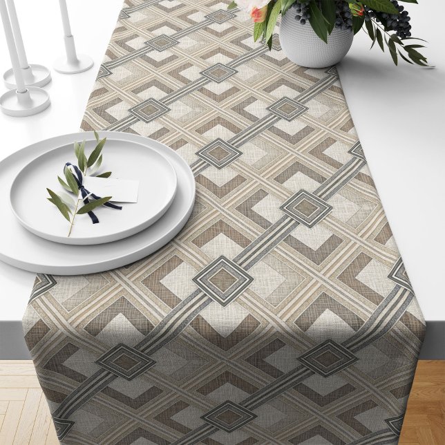 Minimalistischer Tabellenrunner mit geometrischem  Großer Tischläufer (Minimalist Table Runner with Geometric Pattern)