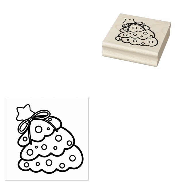Minimalistischer Tannen-Weihnachtsbaum-Umriss Gummistempel (Stempel)