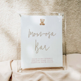 Minimalistischer Teddy-Bär-Baby-Shower-Momosa-Bar Poster