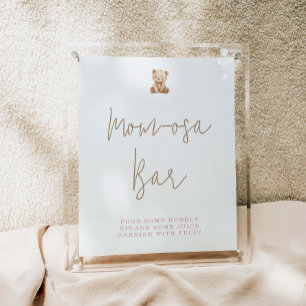 Minimalistischer Teddy-Bär-Baby-Shower-Momosa-Bar Poster