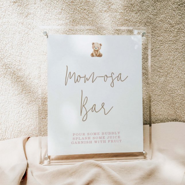 Minimalistischer Teddy-Bär-Baby-Shower-Momosa-Bar Poster (Von Creator hochgeladen)