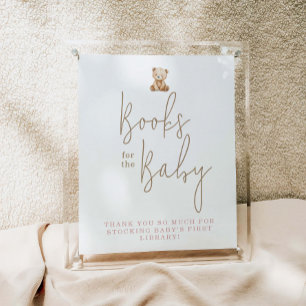 Minimalistischer Teddybär Baby Shower Bücher für B Poster