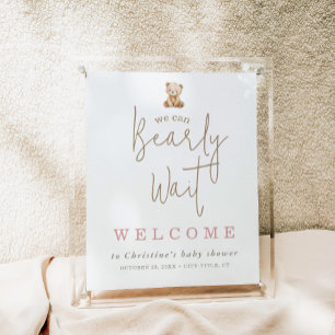 Minimalistischer Teddybär Baby Shower Willkommen Poster