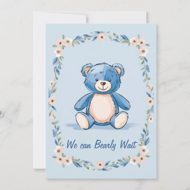 Minimalistischer Teddybär Einladung (Vorderseite)