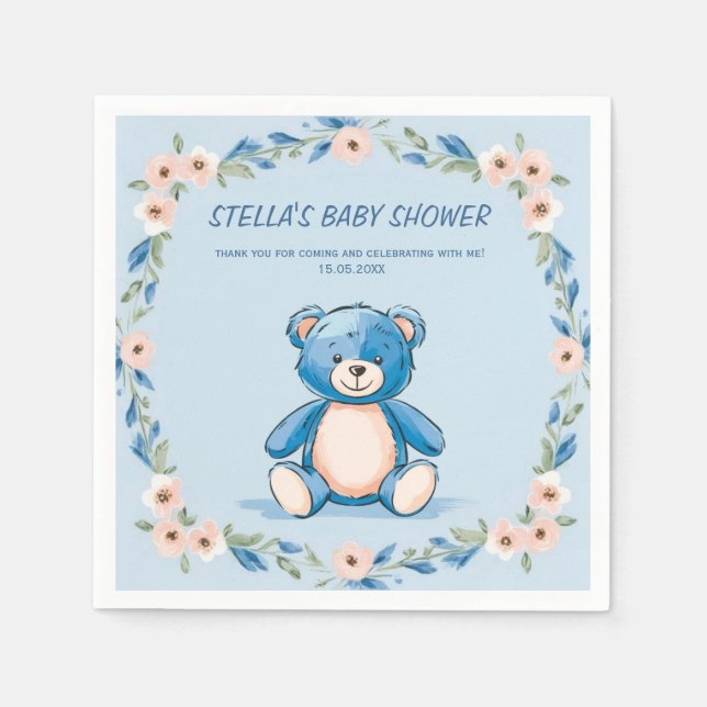 Minimalistischer Teddybär Serviette (Vorderseite)