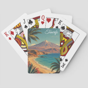 Minimalistischer Tenerife Mount Teide Vintage Reis Spielkarten