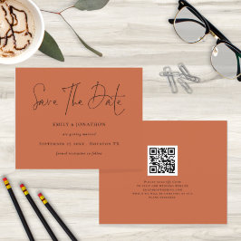 Minimalistischer Terracotta-QR-Code Save the Date