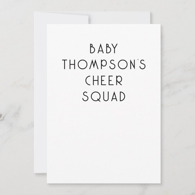 Minimalistischer Text Baby Name Cheke Squad Einladung (Vorderseite)