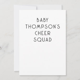 Minimalistischer Text Baby Name Cheke Squad Einladung