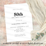 Minimalistischer Text beliebiger Farbe 50. Geburts Einladung<br><div class="desc">Minimalistischer Text beliebige Farbe 50. Geburtstagsparty. Vollständig anpassbar. Personalisieren Sie den Text einfach und ändern Sie Schriftart- und Hintergrundfarben,  wenn Sie es wünschen.</div>