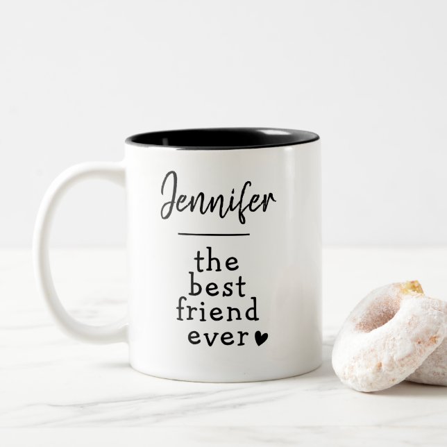 Minimalistischer Text für den besten Freund Zweifarbige Tasse (Mit Donut)