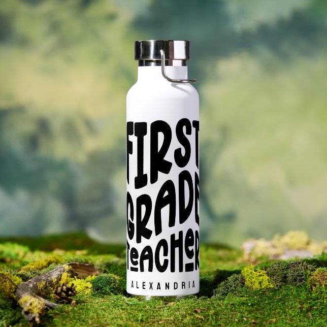 Minimalistischer Text für Lehrer der 1. Klasse Trinkflasche (Außenbereich (gedreht))