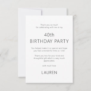 Minimalistischer Text nur 40. Geburtstag Vielen Da Karte