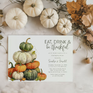 Minimalistischer Thanksgiving-Dinner mit Kürbis Einladung